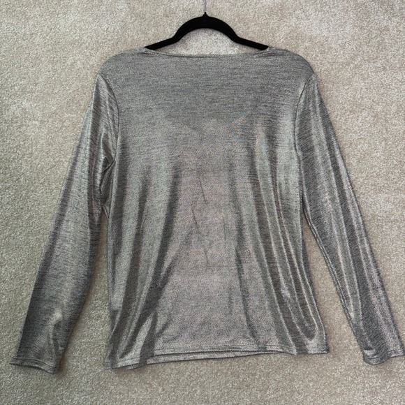 CHICO'S Cowl Neck Top Women's Medium Size 1 Metallic Shimmer Holiday Glam - Picture 9 of 9